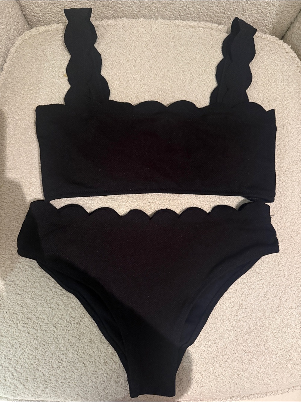 Zaful Black Scalloped Edge Bikini Set